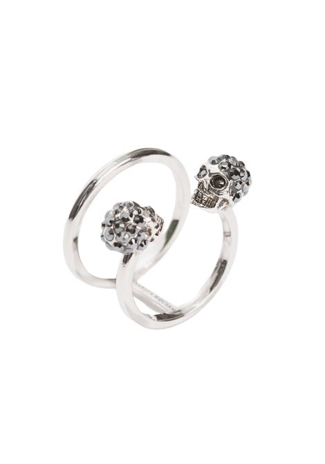 Anello Doppio Twin Skull Argento Anticato ALEXANDER MCQUEEN | 553656-J160Y1177